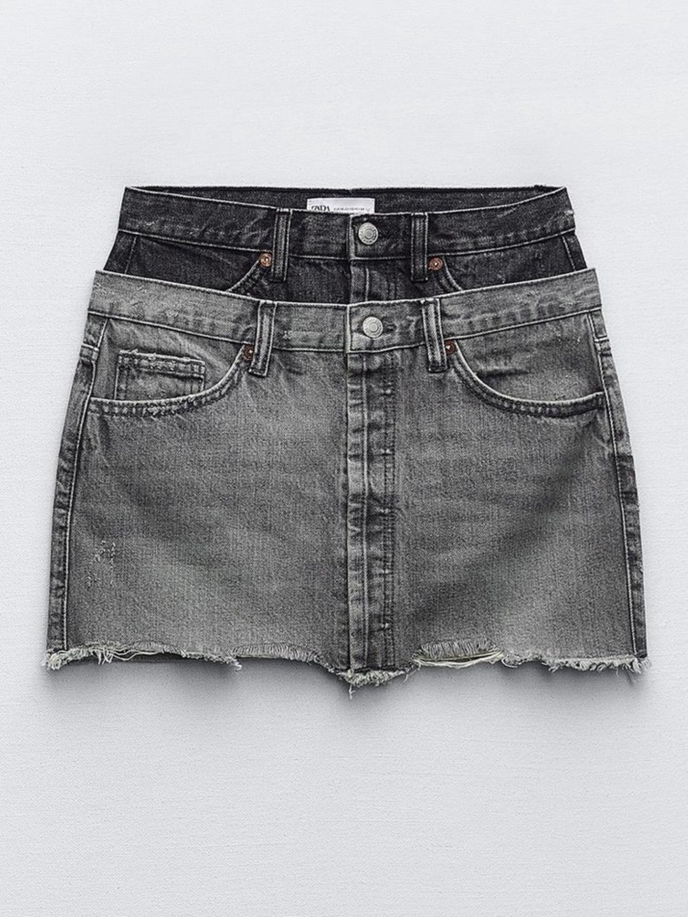 Zara TRF DOUBLE WAIST DENIM SKIRT